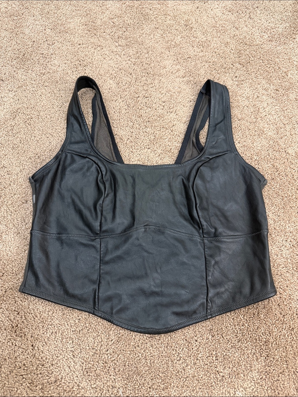 Colsie Black Faux Leather Crop Tank